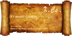 Krauss Csaba névjegykártya